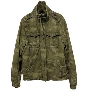 Abercrombie & Fitch Green Camouflage Military Jacket XL Noonmark Hoffman Y2K